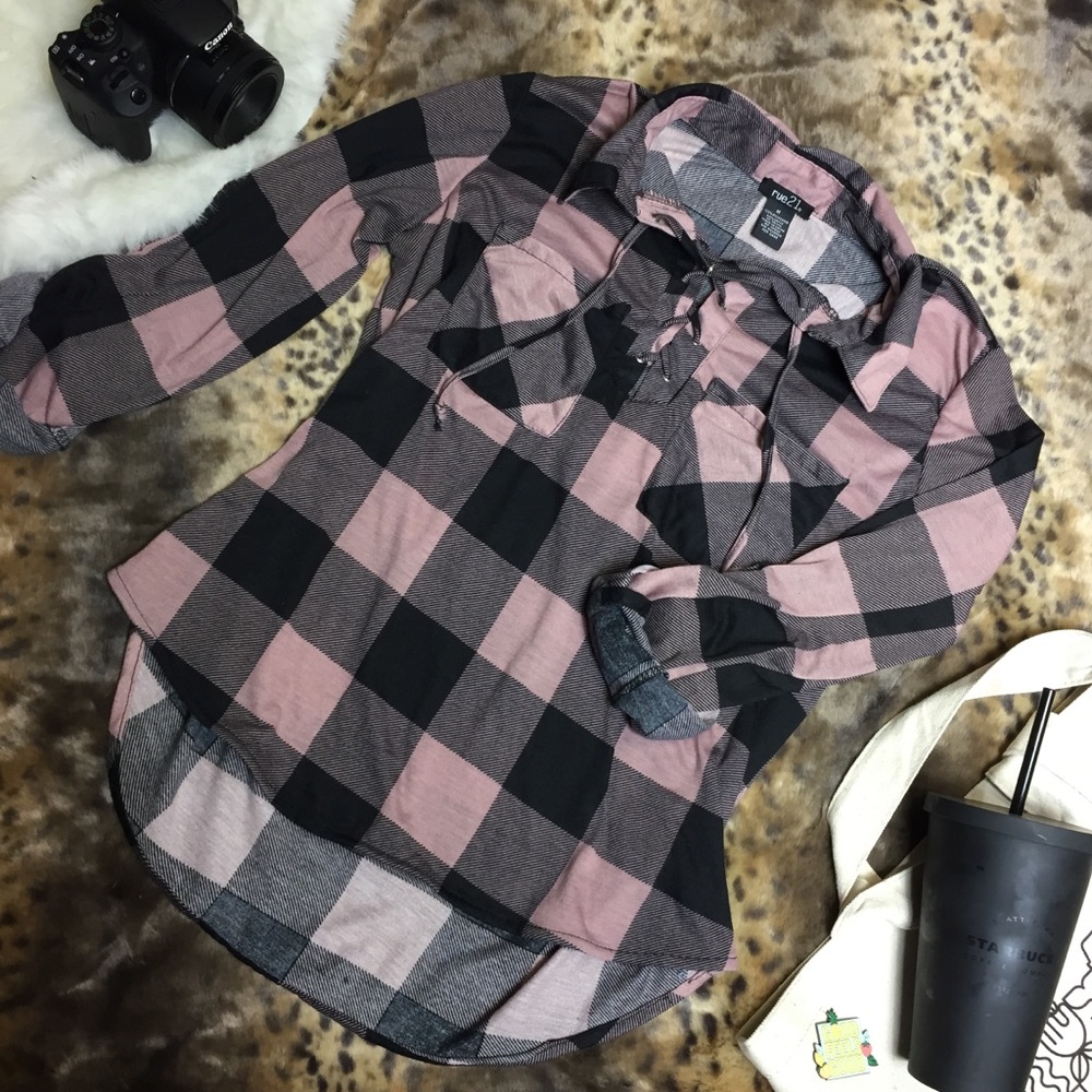 Flannel lace up shirt